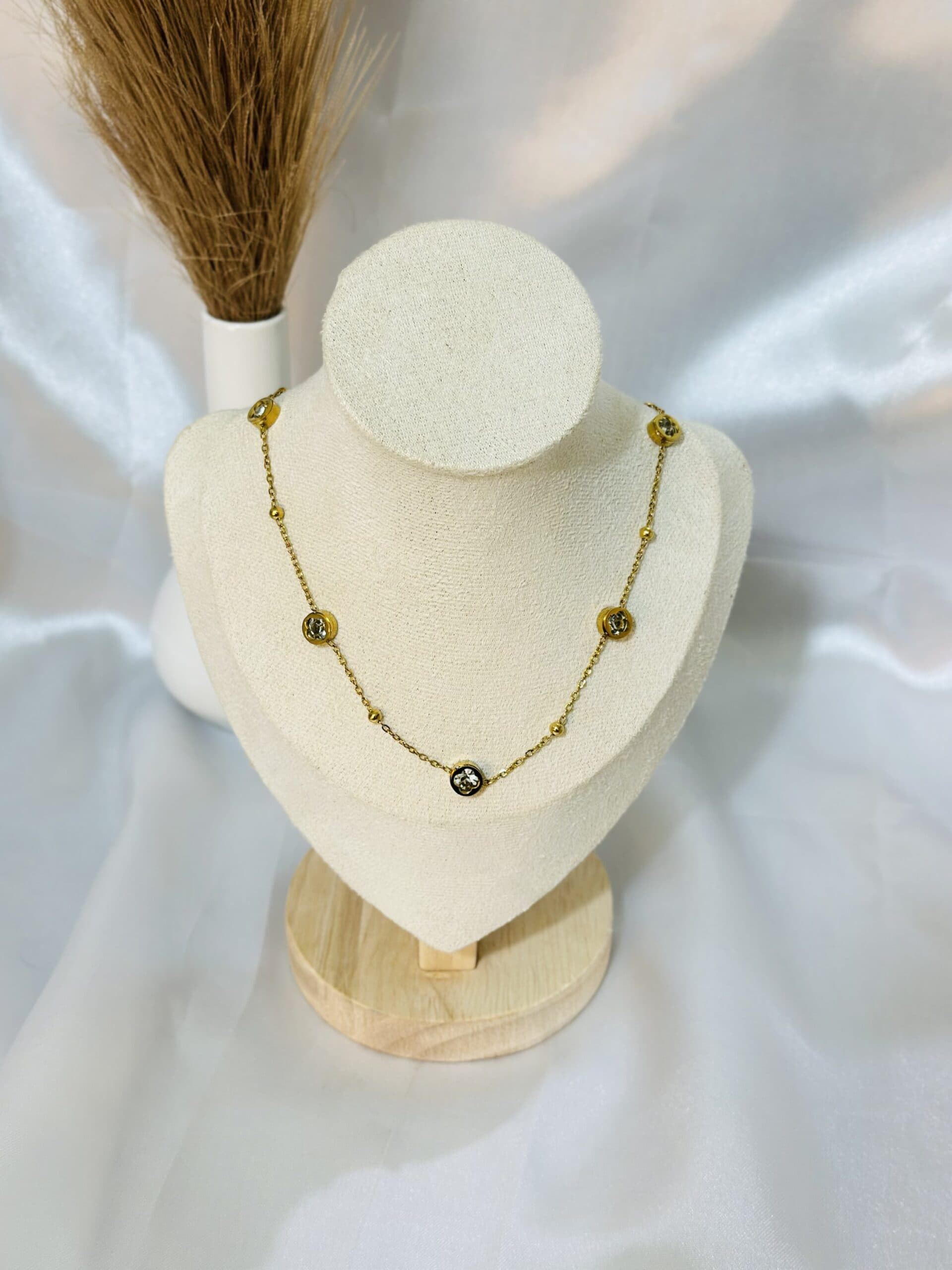 Anti Tarnish Floral Station Necklace