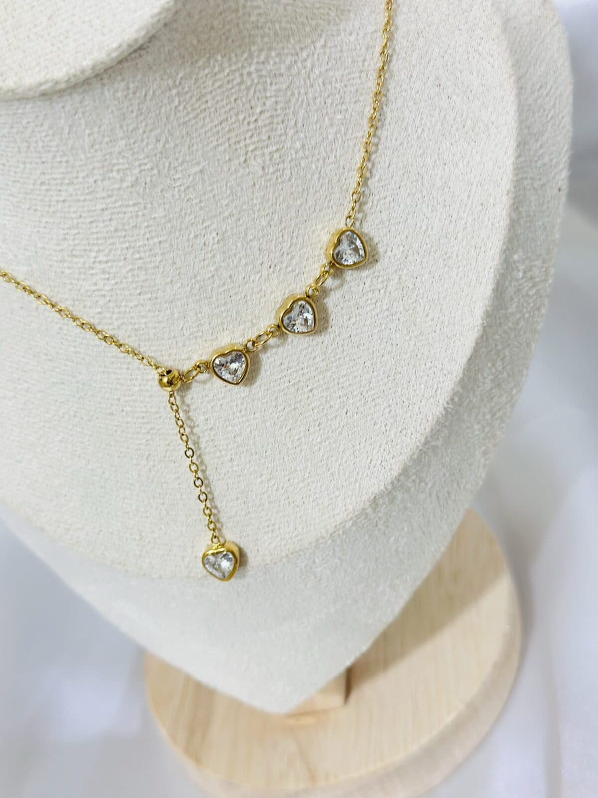 Anti Tarnish Crystal Heart Drop Necklace