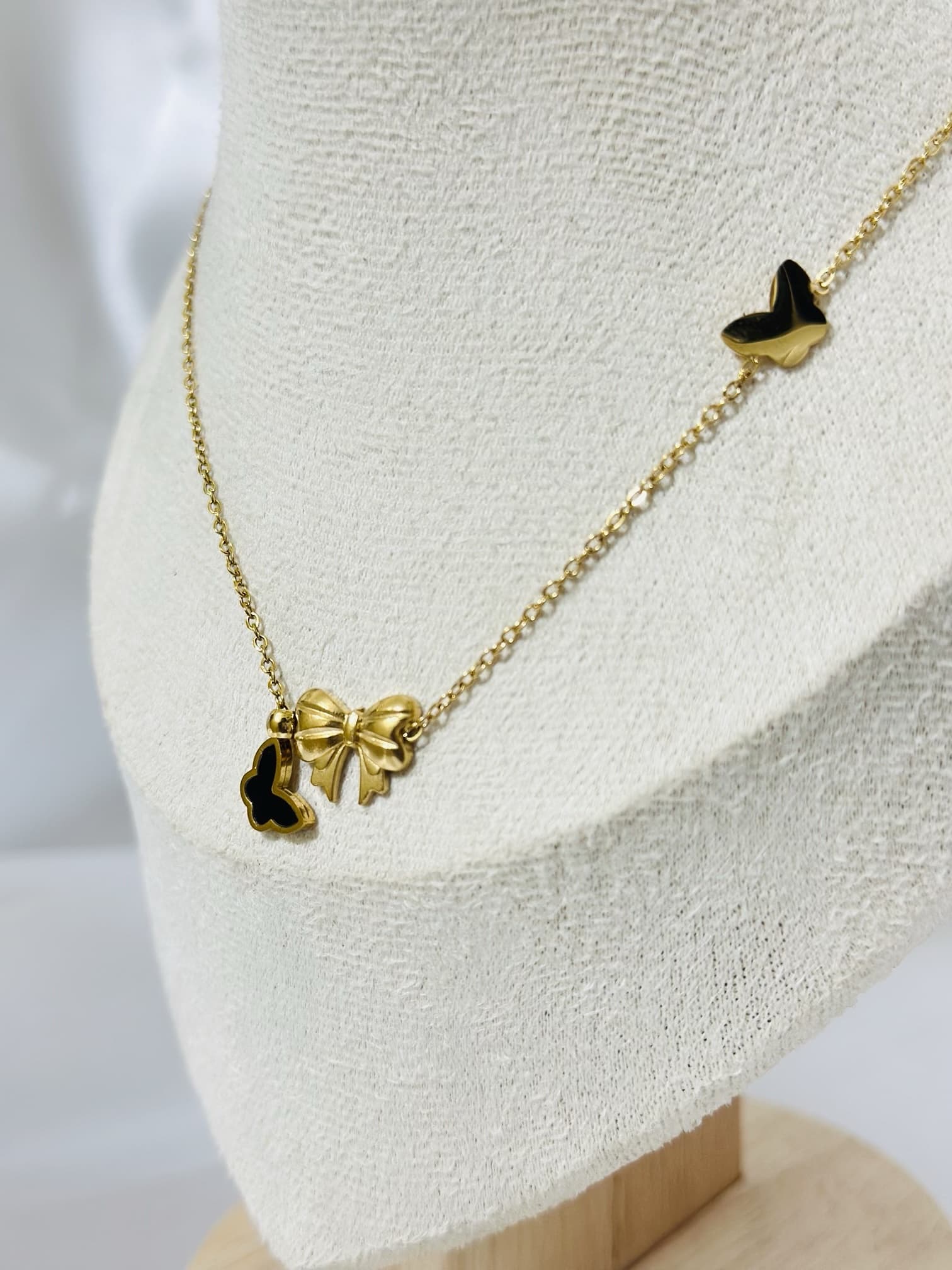 Anti Tarnish Butterfly Charm Drop Necklace