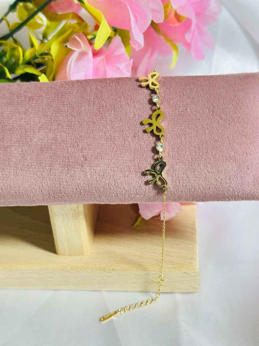 Anti Tarnish Butterfly Crystal Charm Bracelet
