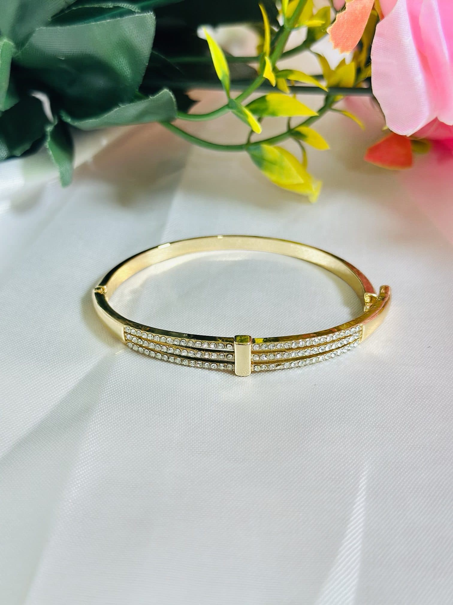 Anti Tarnish Triple Row Crystal Luxe Bangle