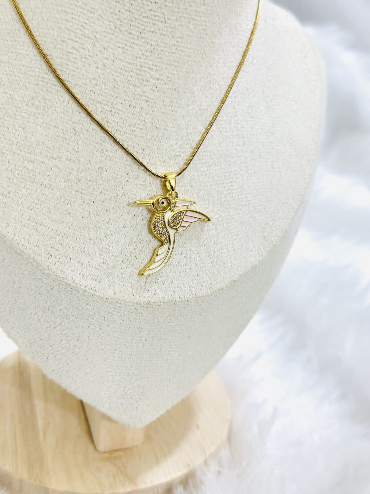 Anti Tarnish Hummingbird Crystal Necklace
