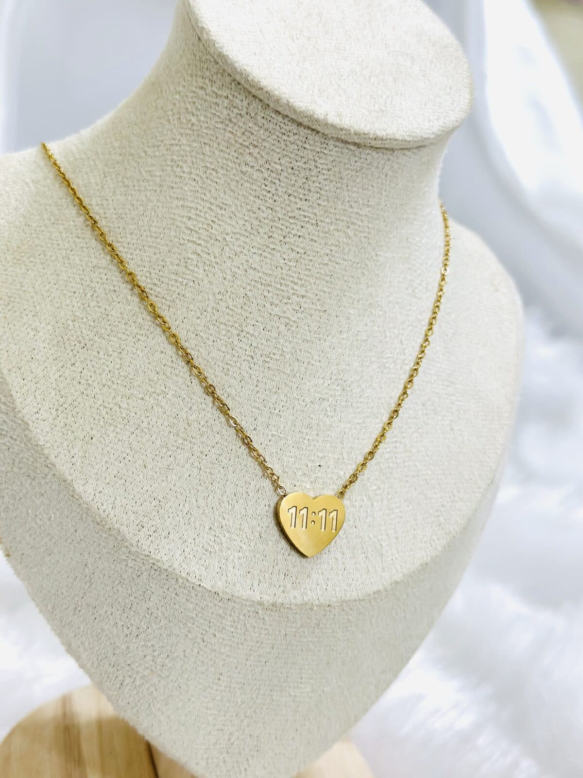 Anti Tarnish 11:11 Heart Manifest Necklace