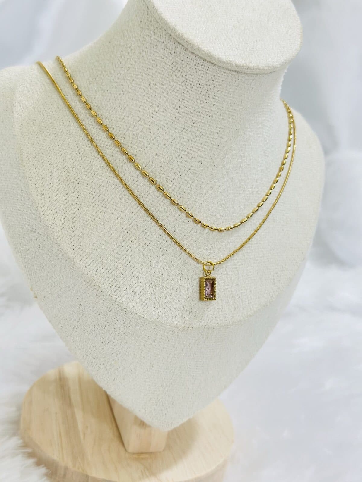 Anti Tarnish Dual Layer Crystal Necklace