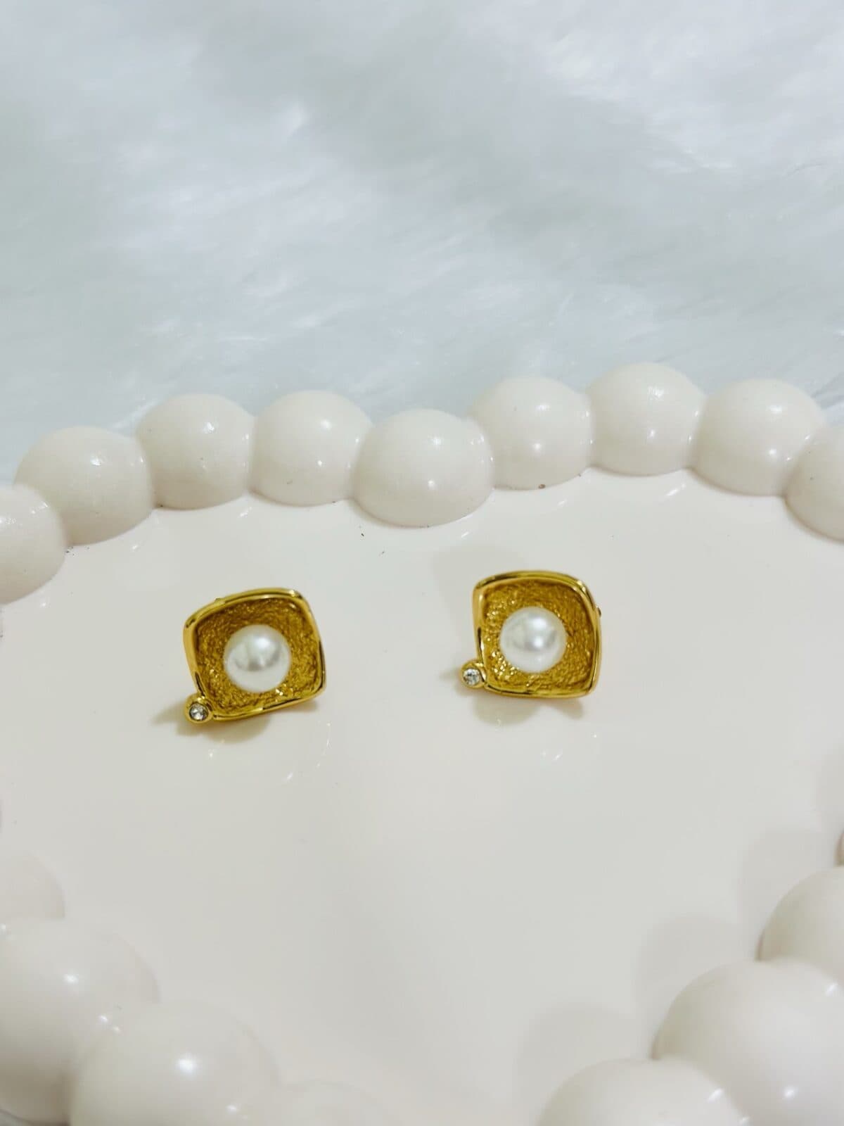 Anti Tarnish Pearl Royale Stud Earrings