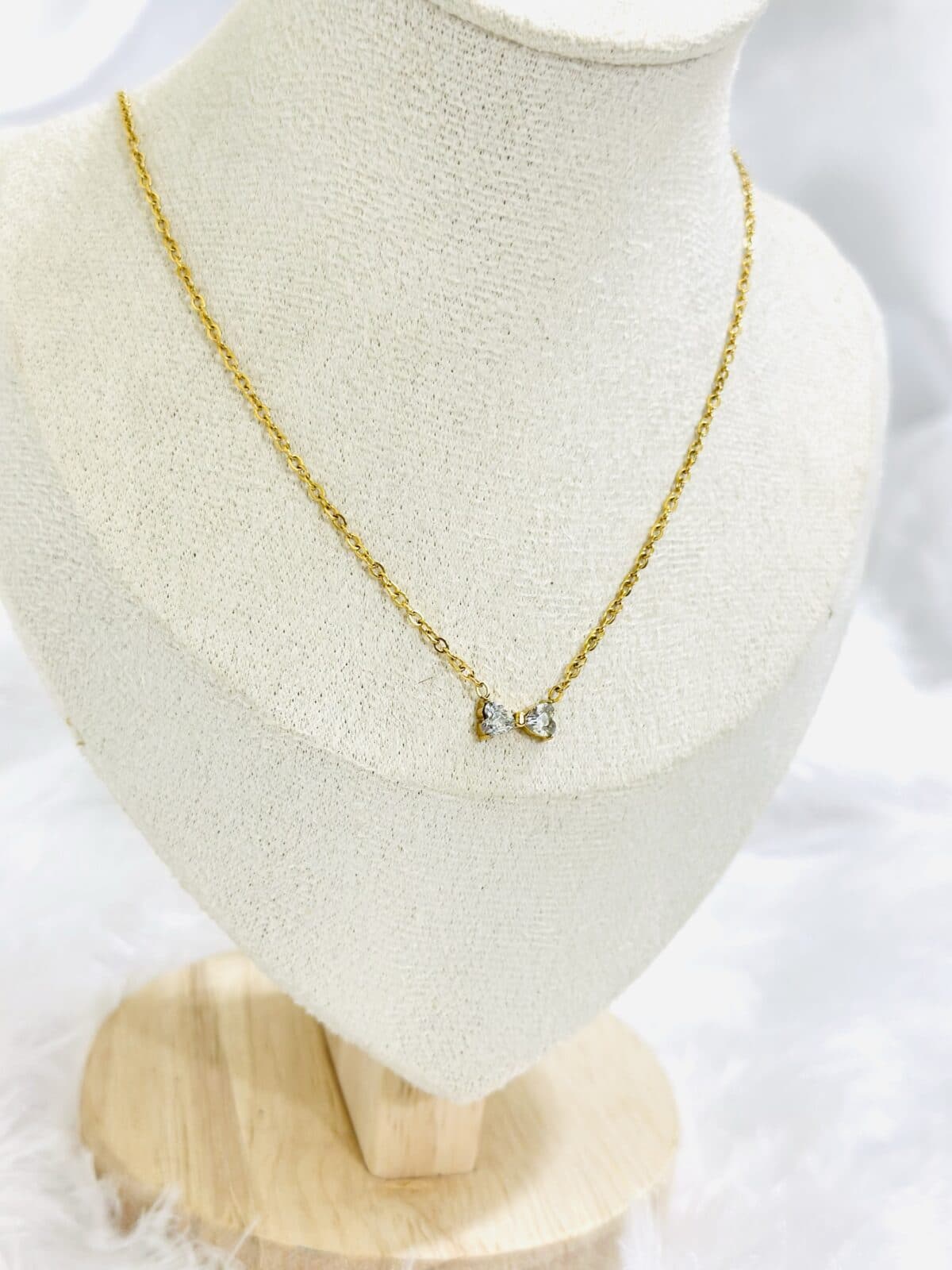 Anti Tarnish Bow Heart Necklace