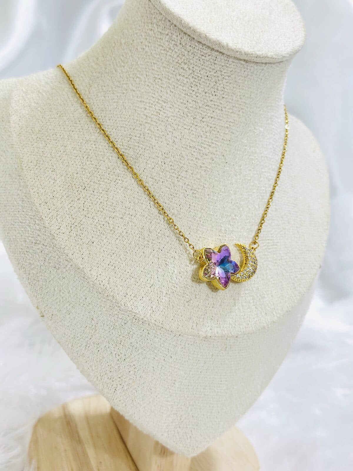 Anti Tarnish Moonflower Crystal Necklace