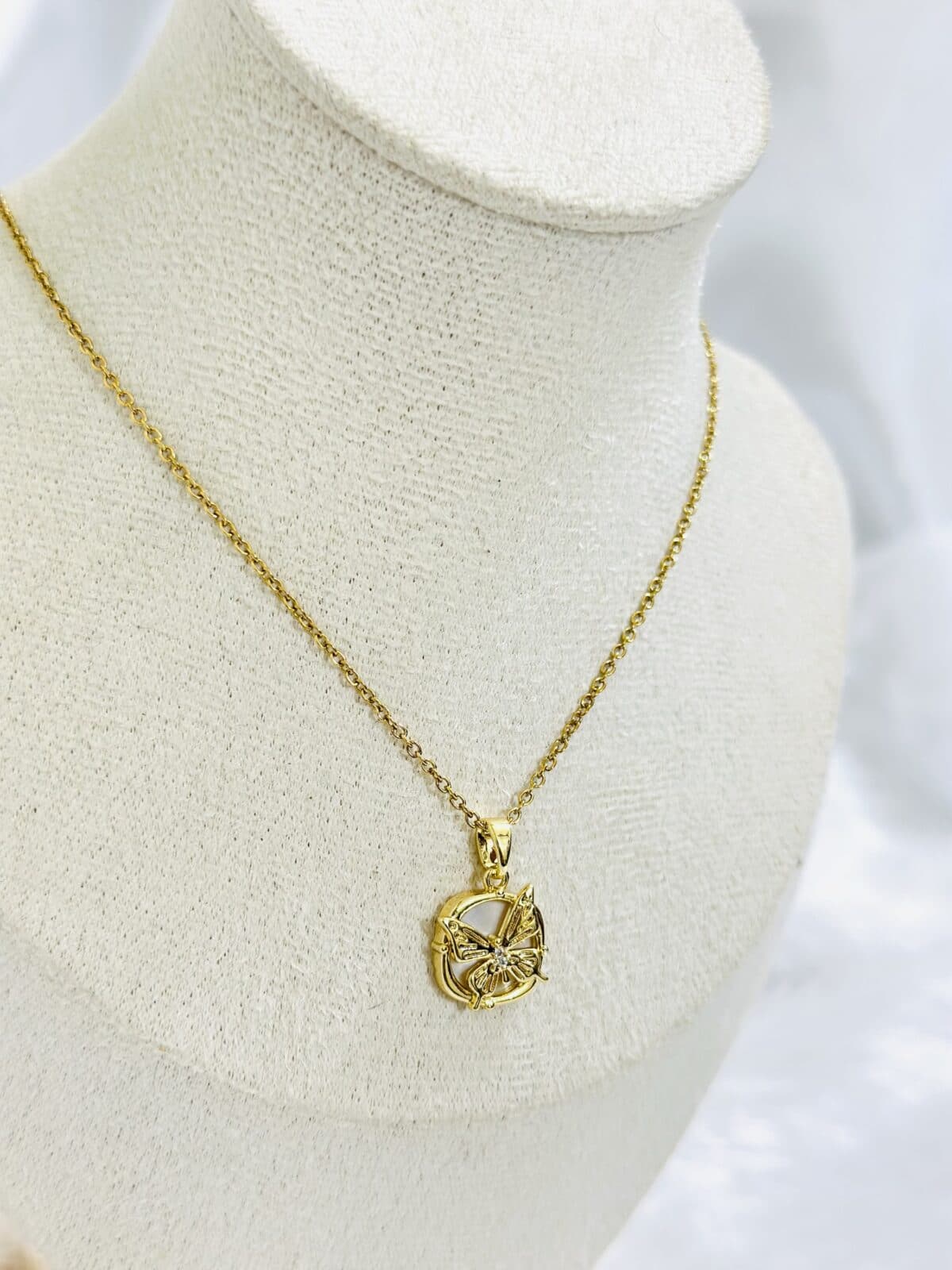 Anti Tarnish Butterfly Halo Necklace
